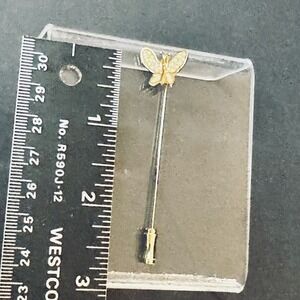 Vintage Gold Tone Faux‎ Pearl Butterfly Hat Pin Lapel Tin